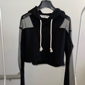 LF Emma & Sam black cropped sheer sweatshirt